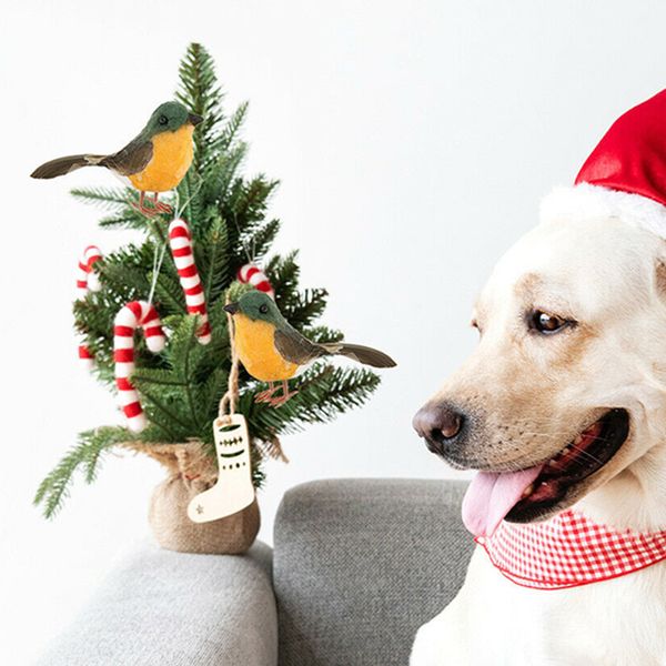 

robin bird christmas tree decor crafts cute mini artificial birds xmas gift fas6