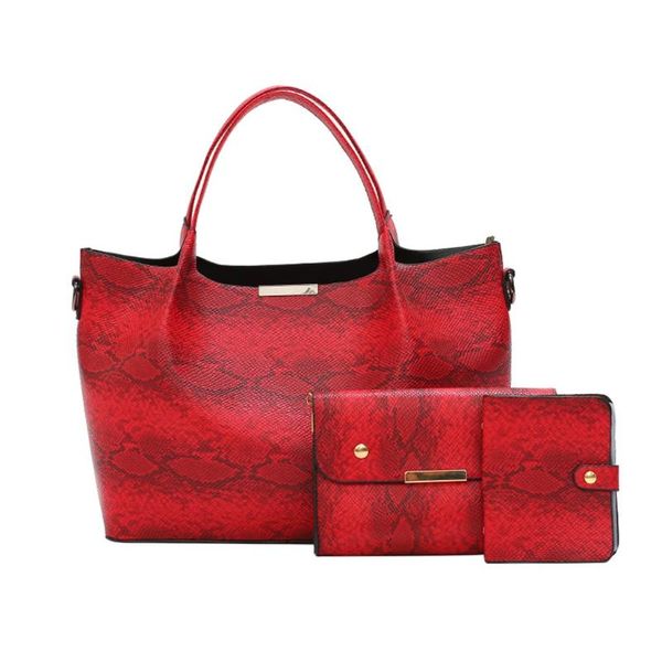 

3pc women handbag shoulder bags fashion snake composite bags large capacity crossbody bag for women tote bolso mujer