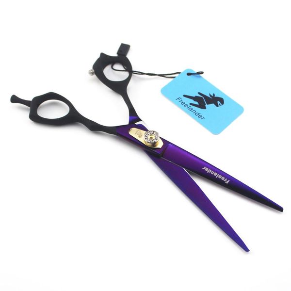 

7.0" hairdressing barber professional black handle purple cutting scissors non-slip hair shears 440c salon hair cutting scissors