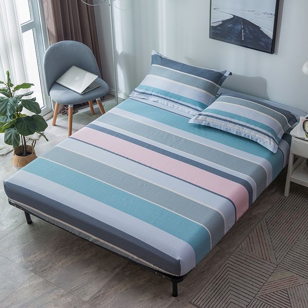 

100% cotton bedding rubber fitted sheet stripe flower elastic bed cover winter mattress cover bedclothes bedspread case