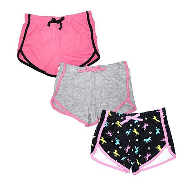 

kids pants summer child girls 3 piece workout stylish drawstring yoga pants sports shorts fashion girls, White