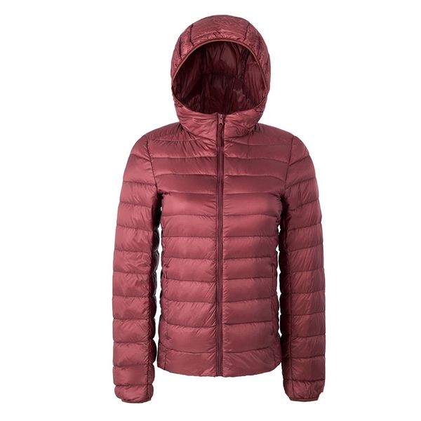 

winter women light down jacket white duck down hooded jackets solid portable outwear long sleeve warm coat parka female, Black
