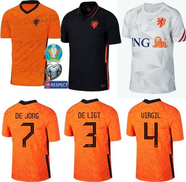 

2020 2021 netherlands soccer jerseys de jong wijnaldum holland men football kits shirt virgil 20 21 jersey strootman memphis, Black