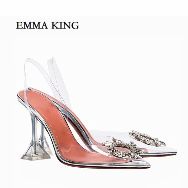 

high heels pvc transparent crystal shoes woman silver rhinestone wedding shoes summer pointy toe height heels pumps sandals, Black