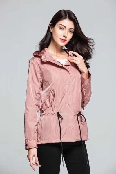 

women's hooded windbreaker short spring and autumn coat solid color waterproof fashion simple british wind trench coat, Tan;black