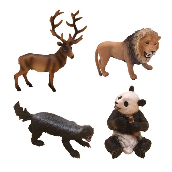 

4x simulation honey reindeer lion panda figurine model figure non-toxic