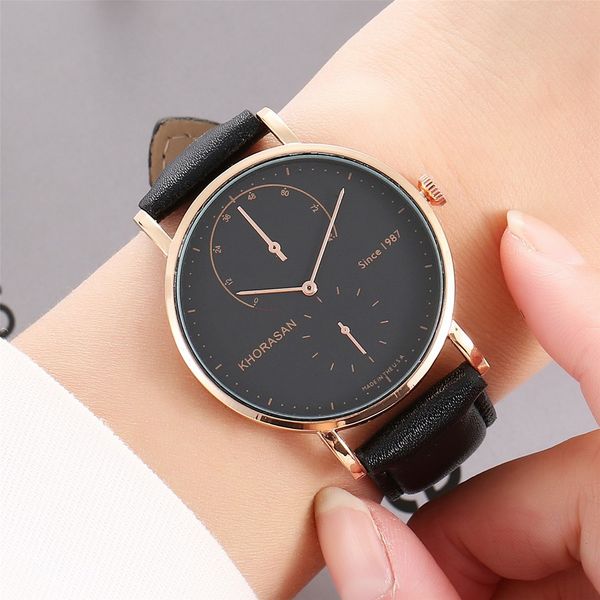 

khorasan men wrist watches fashion leather quartz analog watch for man watch mens creative relogio masculino, Slivery;brown