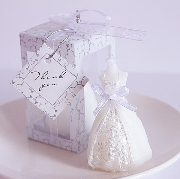 

100pcs wedding bride dress candle favor wedding gifts for guest souvenirs sn1683