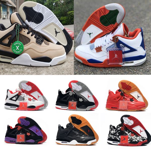

2020 с коробкой прибытия ретро Майкл Воздуха Иордания 4 Men Scarpe Travis Скотт женщины баскетбол Открытый обувь Кроссовки