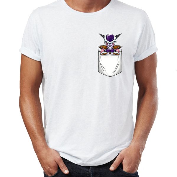 

men's t shirt pocket frieza villain awesome artwork printed tee, White;black