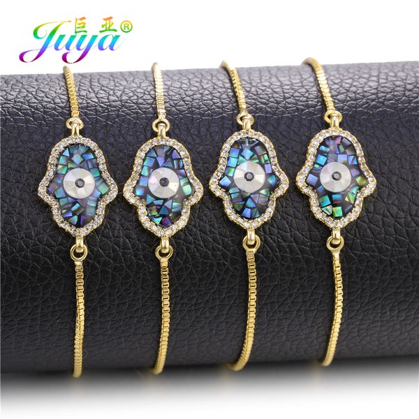 

juya gold/silver/rose gold adjustable opal shell evil eye hamsa hand fatima bracelets for women greek eye jewelry supplies, Golden;silver