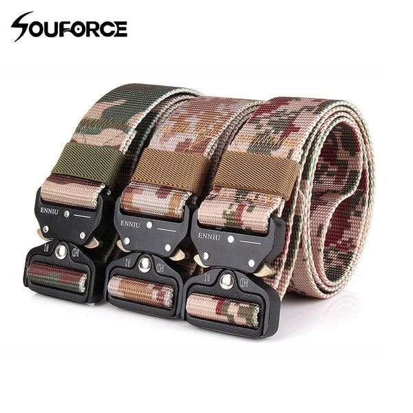 

camo style deduction outside belt length 125cm width 3.8cm tactical nylon belt for outdoor training sport, Black;gray