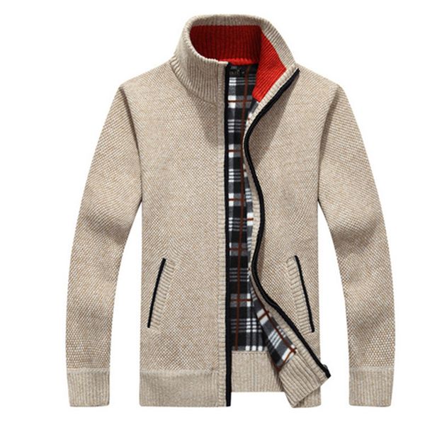 

mens fleece sweaters autumn winter warm cashmere sweater coat business dress wool zipper casual sweater men knitted sweatercoat, White;black