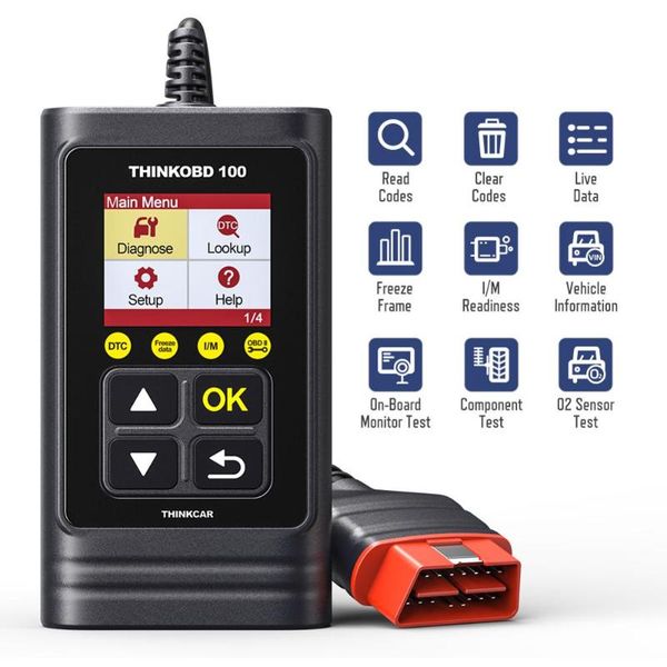 

thinkobd 100 obd2 scanner auto code reader car engine fault mil turn off o2 sensor evap test with dtc lookup pk cr319 cr3001