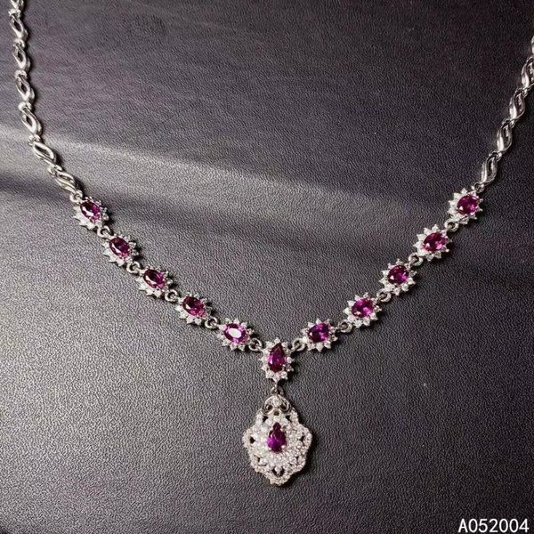 

kjjeaxcmy fine jewelry 925 sterling silver inlaid natural garnet female pendant necklace popular support test selling