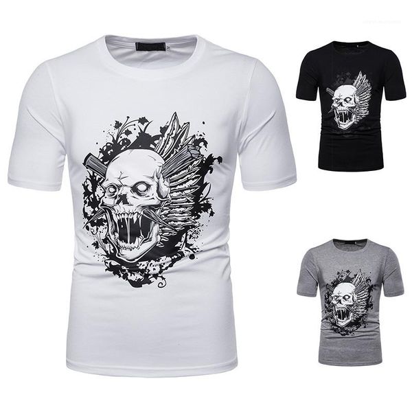 

skulls print tees fashion natural color slim tees casual pullover short sleeve t-shirts men clothing men designer, White;black