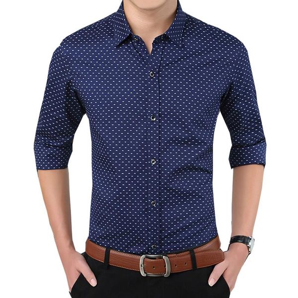 

осень мужская повседневная рубашка новый 2019 100% хлопок slim fit мужская рубашка с длинным рукавом плюс размер белый принт мужской бизнес, White;black