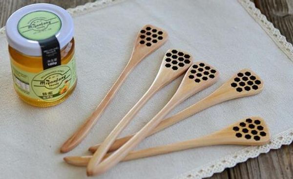 

cute wood creative carving honey stirring honey spoons honeycomb carved honey dipper kitchen tool flatware accessory