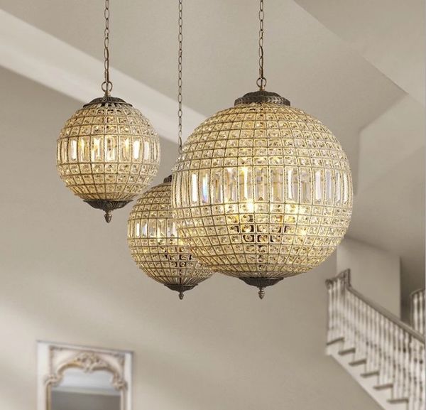 

american luxury lustre k9 crystal round circle metal led pendant lights french crystal luminaria led hanging lamp for corridor llfa