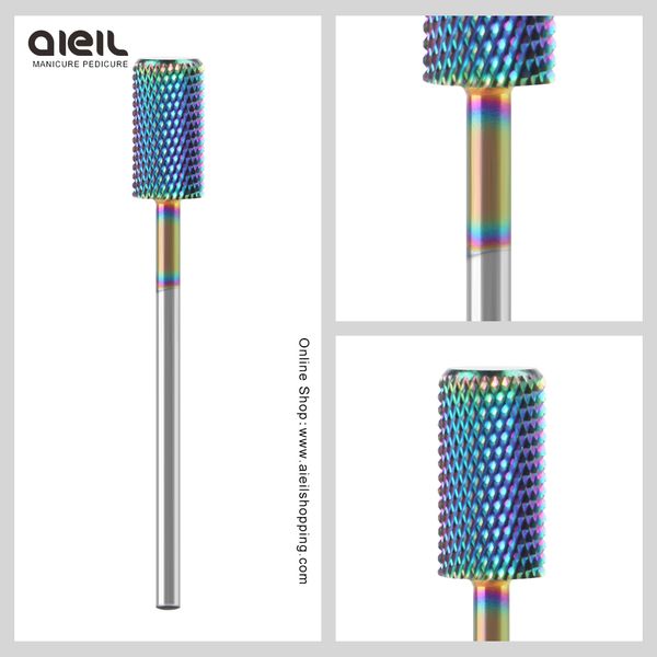 

large barrel bit rainbow coating carbide burrs machine for manicure apparatus accessories nail drill bit for remove acrylics gel, Silver