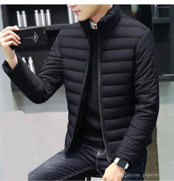 

winter jacket warm designer casual jacket men light outerwear new fashion men clothing men stand collar, Black