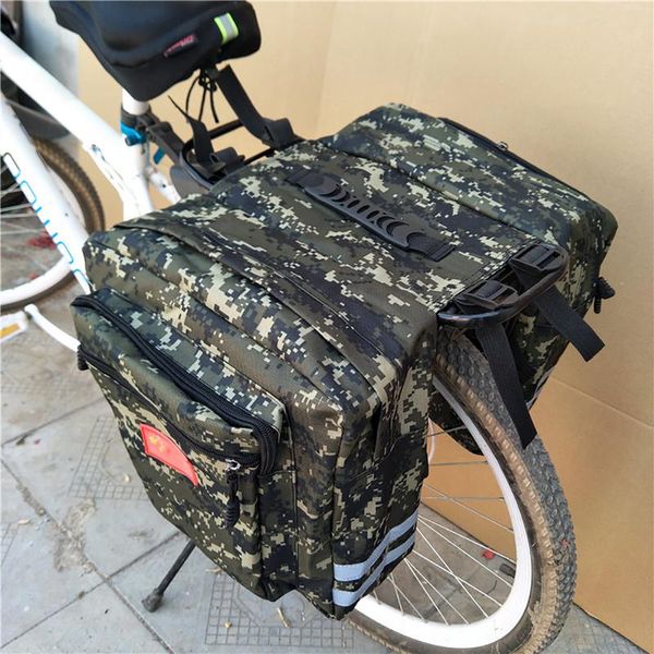 

mountain road bicycle bike 2 in 1 camo trunk bags cycling double side rear rack tail seat pannier pack luggage carrier