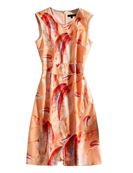 

angel print women sheath dress round neck sleeveless dresses 08m017, Black;gray