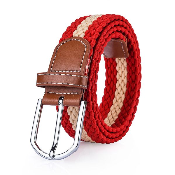 

men women's knitted belt decoration belt pin buckle canvas strap 2018 new male female elastic casual waistband, Black;brown