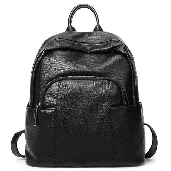

women backpack purse soft pu leather fashion anti-theft lightweight school ladies travel bag(black