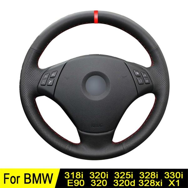 

black artificial leather car steering wheel cover for e90 320 318i 320i 325i 330i 320d x1 328xi 2007