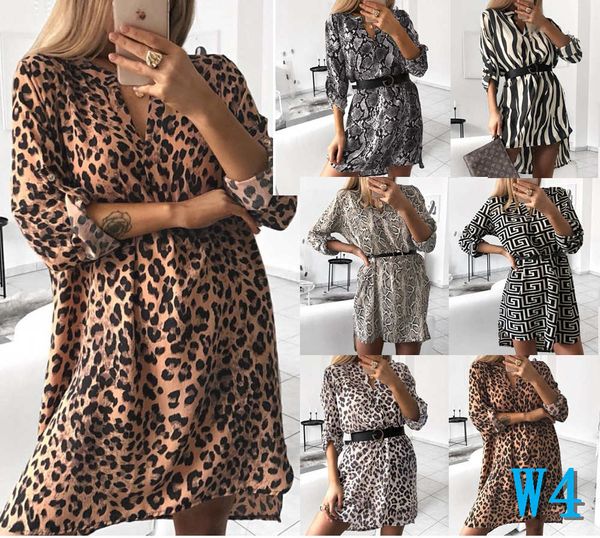 

women dress spotted stripes 2019 new arrival women's fashion v-neck long sleeved snake print shirt dress without belt size s-xlw4, Black;gray
