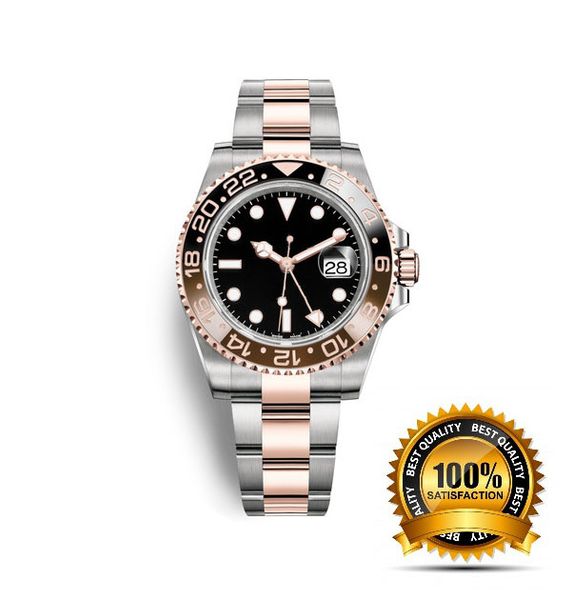 

exquisite fashion business room gold double color matching black bottom 40mm stainless steel automatic mechanical watch, Slivery;brown