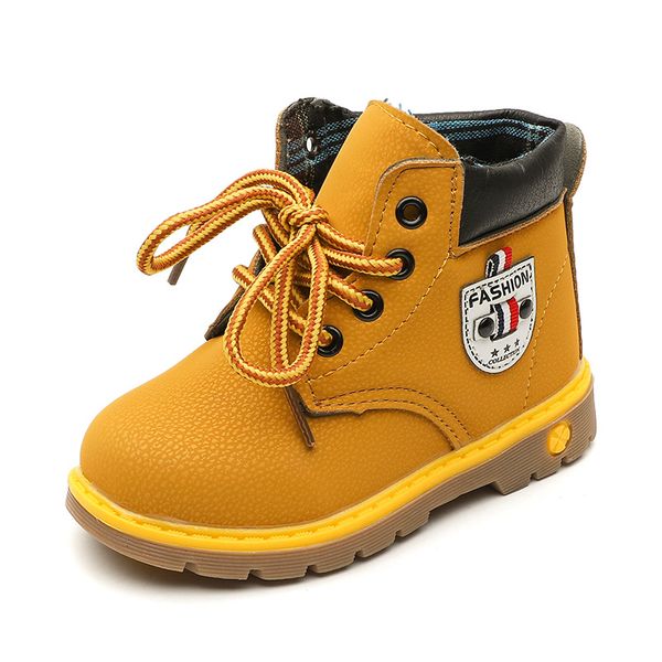 

children' leather shoes autumn winter fashion british style boots little boys girls short boots kids martin toddler shoes, Black;grey