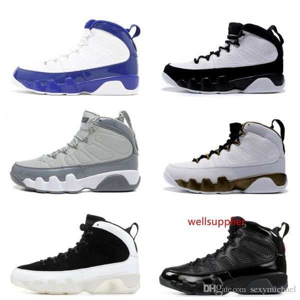 

9 basketball space jam classic shoes 9s bred cool grey black white anthracite blue yellow sports shoes men with box