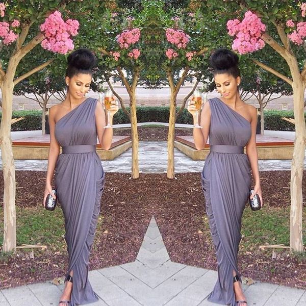 

2020 bridesmaid dresses mermaid one-shoulder slit long wedding party dresses for women fast shipping, White;pink