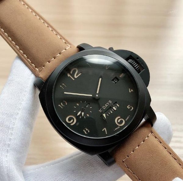 

men luxury watches automatic movement 44mm*16mm leather band waterproof wristwatches man casual wristwatches men designer watches1, Slivery;brown