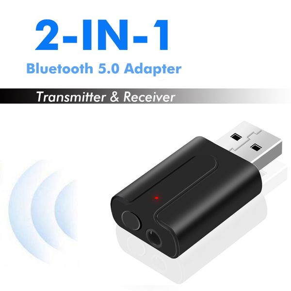 

2 in 1 bluetooth v5.0 car kit transmitter receiver 3.5mm aux usb wireless adapter stereo muisc audio adaptador for tv pc speaker