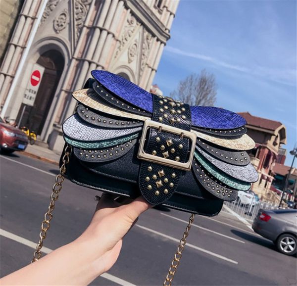 

woman new fashion rivet chain small square bag versatile contrast color single shoulder bags ph-cfy20060820