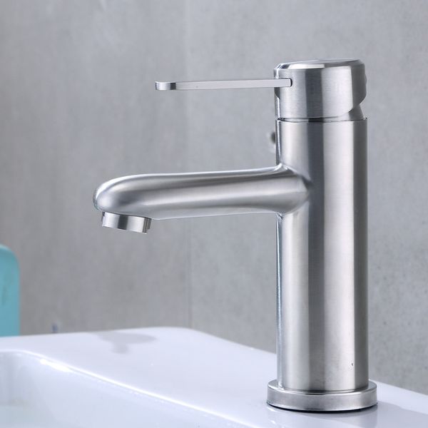 

304 stainless steel basin single hole and cold faucet stainless steel and cold faucet mixing valve wholesale factory direct