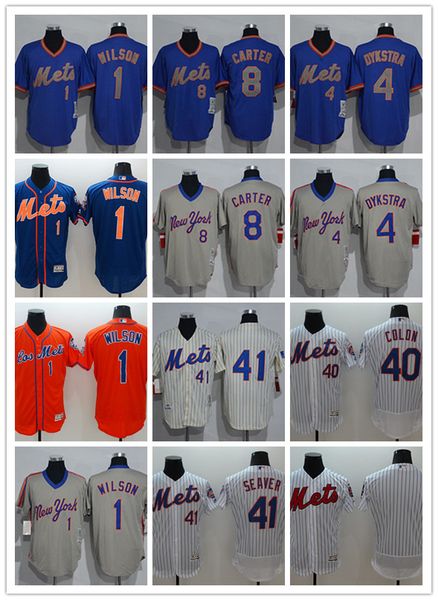 

custom men's women youth ny mets jersey #1 mookie wilson 4 dykstra 8 gary carter 40 bartolo colon 41 tom seaver baseball jerseys, Blue;black