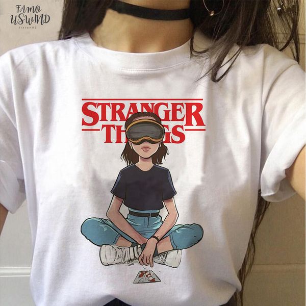 

stranger things season 3 t shirt women upside down tshirt eleven female graphic grunge t shirt femme tee modal shirts funny clothing, White
