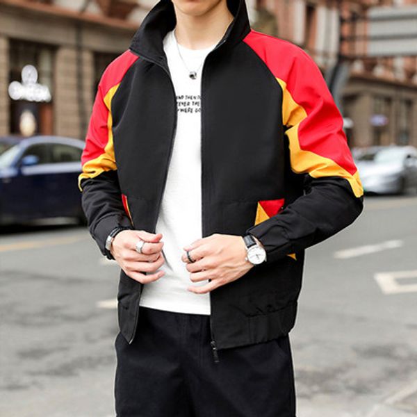 

2019 mens designer windbreaker long sleeve zipper jackets coat patchwork fashion sports active gym running coats spring autumn b100002l, Black;brown