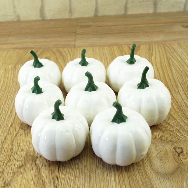 

new 16pcs halloween artificial white pumpkins for halloween decor painting props