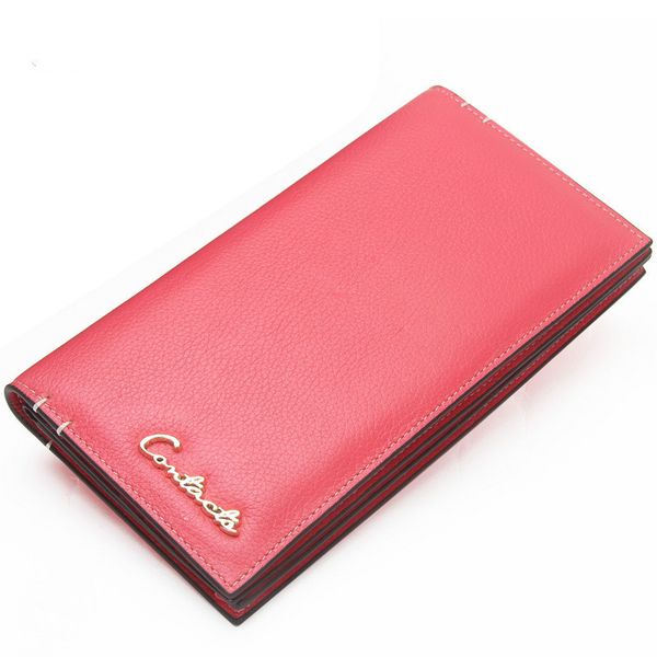 

women's wallet leather long casual handbag european and american fashion three fold wallet standard wallets solid unisex, Red;black