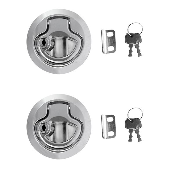 

2 stü 2 \"door lock hatch round pull lock flush deck for rv boat caravan