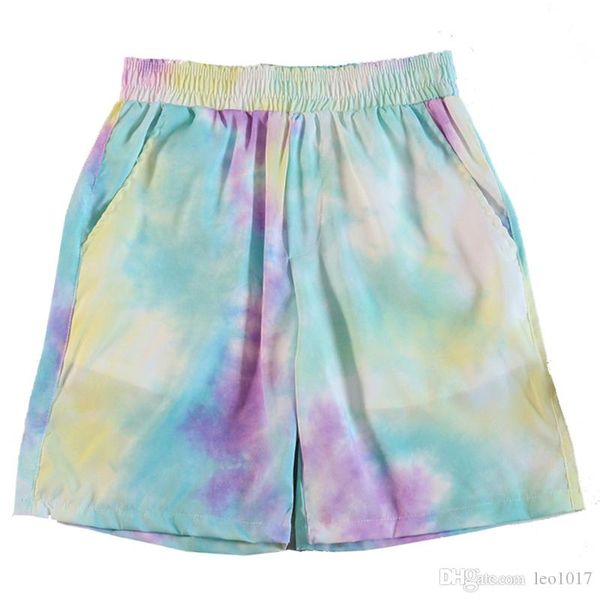 

tie dyeing shorts men summer beach shorts elastic waist shorts for men 4 colors, White;black