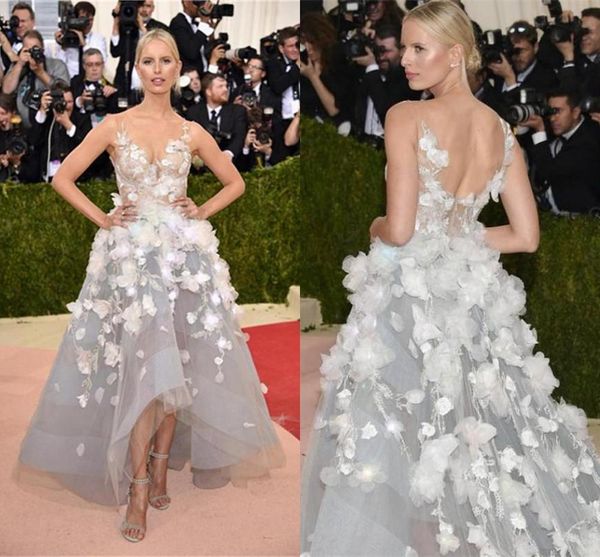 

met gala red carpet celebrity evening dresses 2020 high low organza prom dresses with 3d floral appliques vintage, Black
