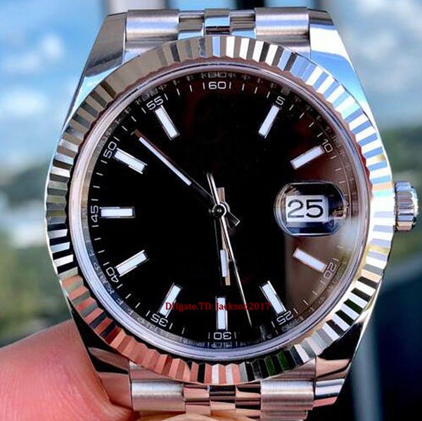 

christmas gift 5 style mens watches 126334 black dial 18k white gold steel automatic watch 41mm asian movement 2813, Slivery;brown