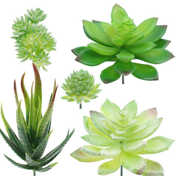 

fake plants green artificial succulents plants for bonsai arrangements, faux succulents grass home garden decoration