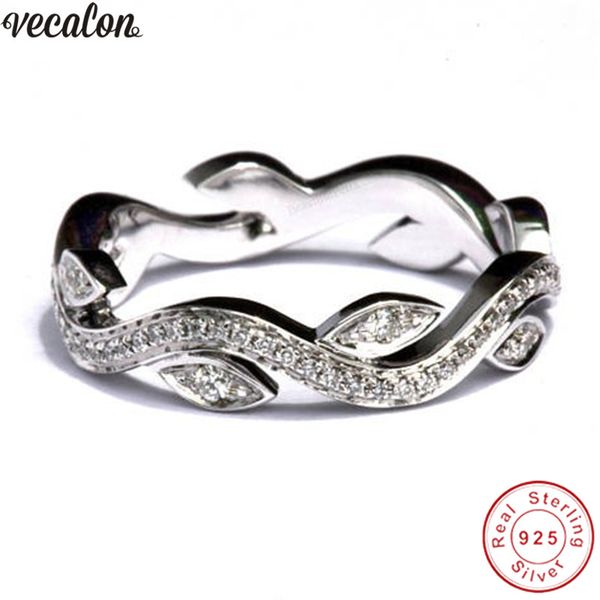 

vecalon fine ring soild 925 sterling silver flower promise ring engagement wedding band rings for women bridal finger jewelry, Slivery;golden